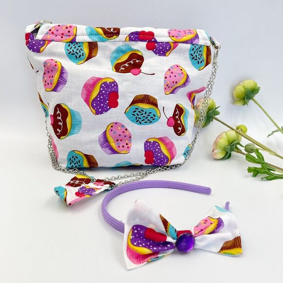 Girls Accessories Cupcakes Purse crossbody Bag & Headband Set - Picture 4 of 16